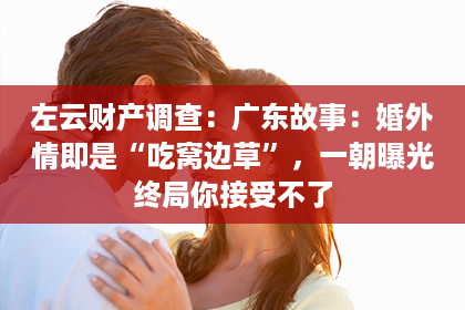 左云财产调查：广东故事：婚外情即是“吃窝边草”，一朝曝光终局你接受不了